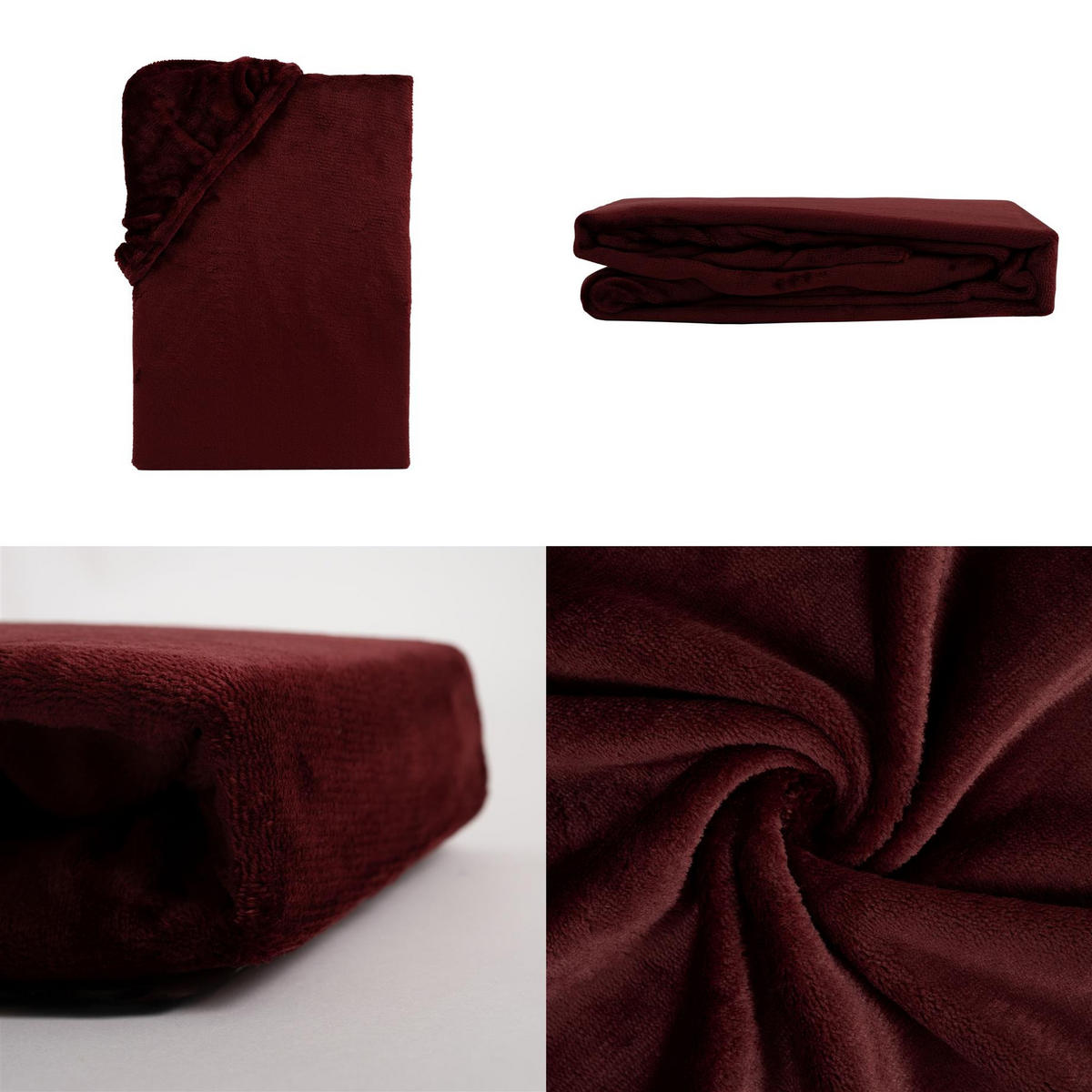 CASHMERE-TOUCH-SPANNBETTLAKEN 200x200 cm, Warmes Winter Bettlaken Bordeaux - Bordeaux, Textil (200/200cm) - Carpe Sonno