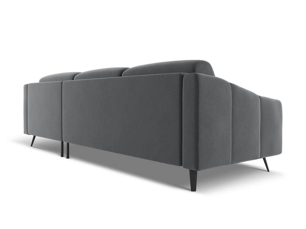 ECKSOFA Rechts Samt Stoff Grau - Dunkelgrau/Schwarz, Textil/Metall (264/160cm) - Makamii