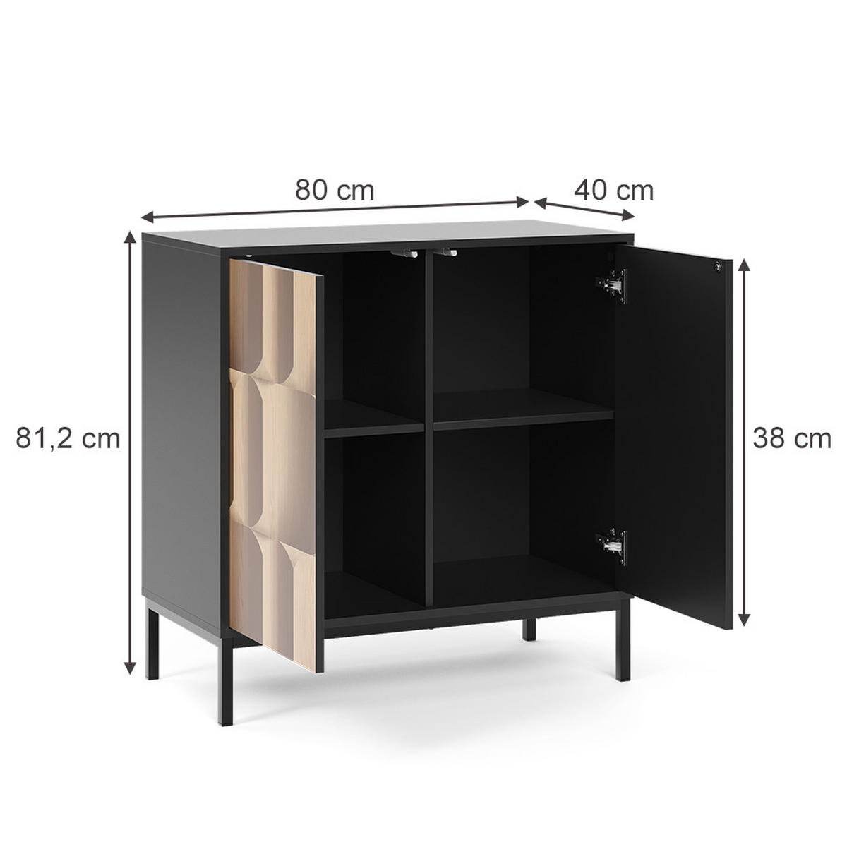 Schwarz, Holzwerkstoff (80/81.2/40cm) - Vicco