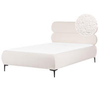 POSTELJA z letvenim dnom 120/200 bouclé kremasto bela Lessay - krem, tekstil (120/200cm) - Beliani