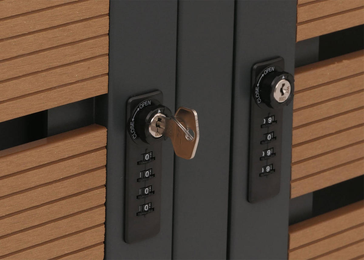 MÜLLTONNENVERKLEIDUNG 4er 124x265x84cm mit Pflanzkasten Teak-Optik - Braun, Metall (265/124/84cm) - PROREGAL