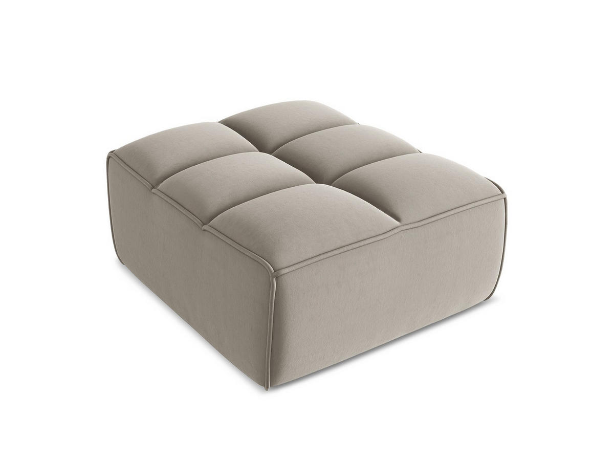 POUF Samt Stoff Grau - Taupe/Schwarz, Kunststoff/Textil (80/43/93cm) - Makamii