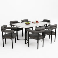 ESSTISCHSET 7-Teilig Mit 6 Hohlen Sesseln, Metallbeine, Grau - Multicolor, Metall (140/75/80cm) - FLIEKS
