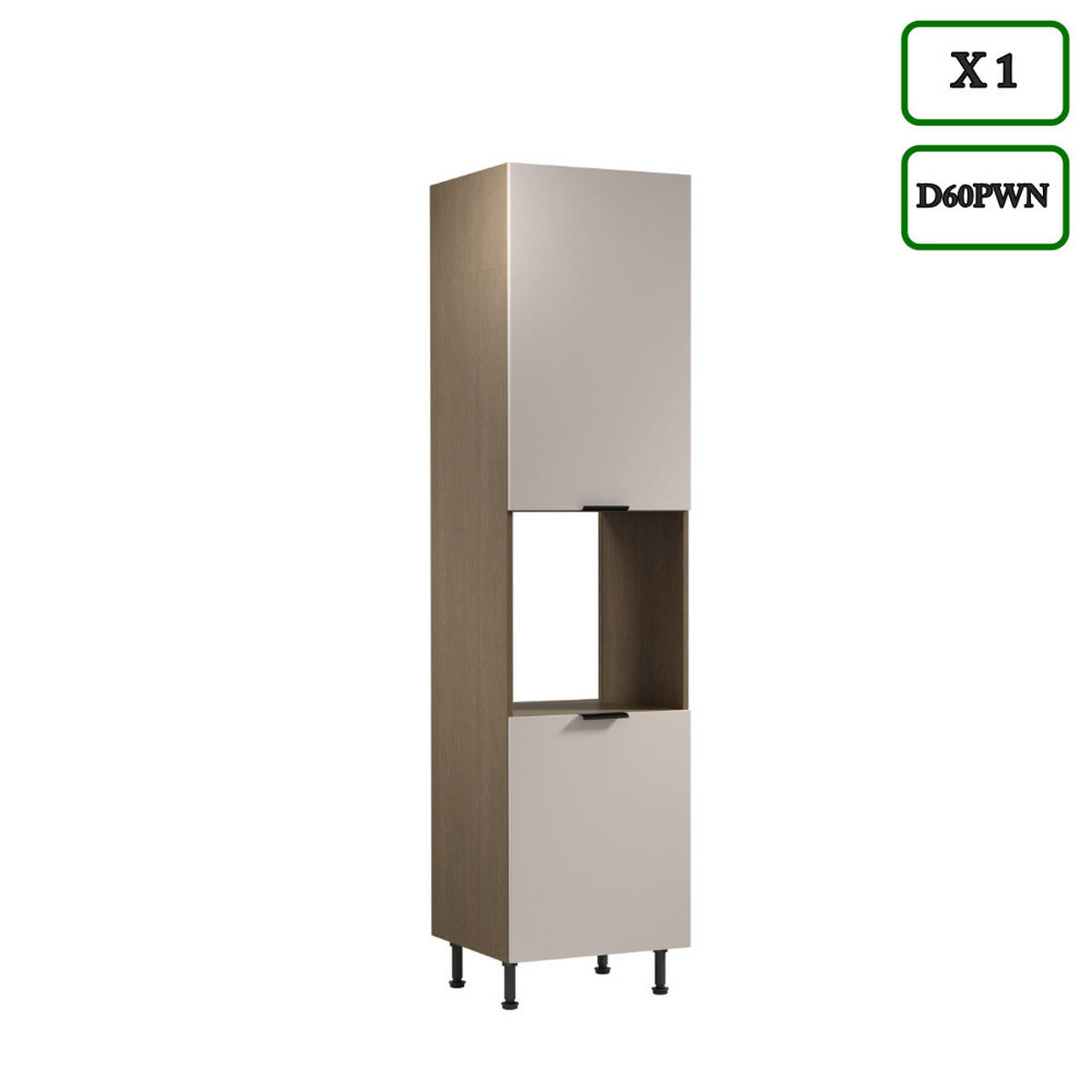 KÜCHENZEILE 400 cm –Sorento K73-M400 - in Beige / Matt - Beige/Schwarz, Holz/Holzwerkstoff (400/247/58cm)