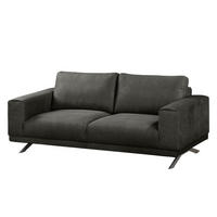 2-SITZER SOFA - Antiklederlook - Dunkelgrau, Textil (196/81/89cm) - home24