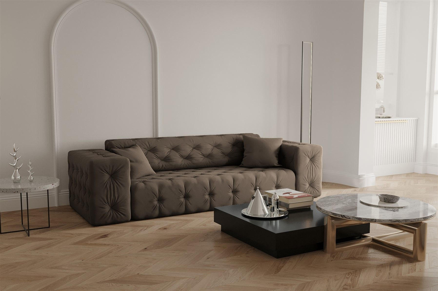 SOFA 3-sitzer Chantal - Braun, Holzwerkstoff/Textil (251/78/96cm) - Fun Möbel