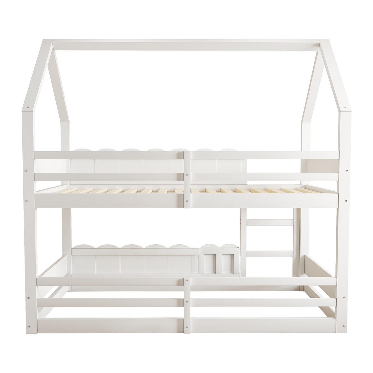 KINDER-ETAGENBETT im Hausdesign 90x200 cm Weiß - Weiß, Holz (90/200cm) - Meubliv
