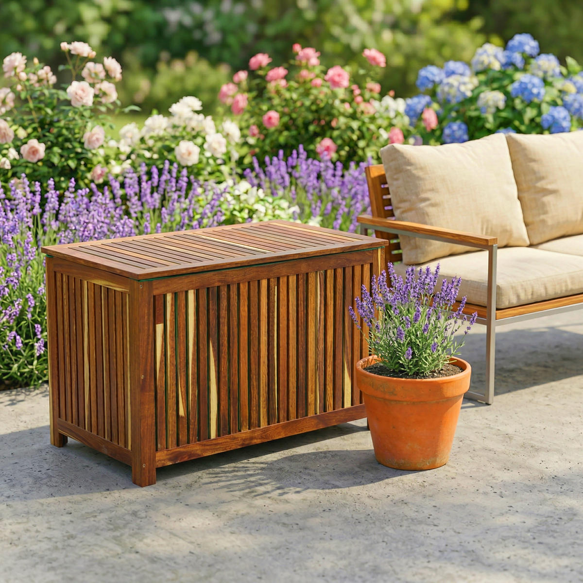 FÖRVARINGSLÅDA Natur akaciaträ lock - Ljusbrun, Trä/Plast (90/60/50cm) - Relaxdays
