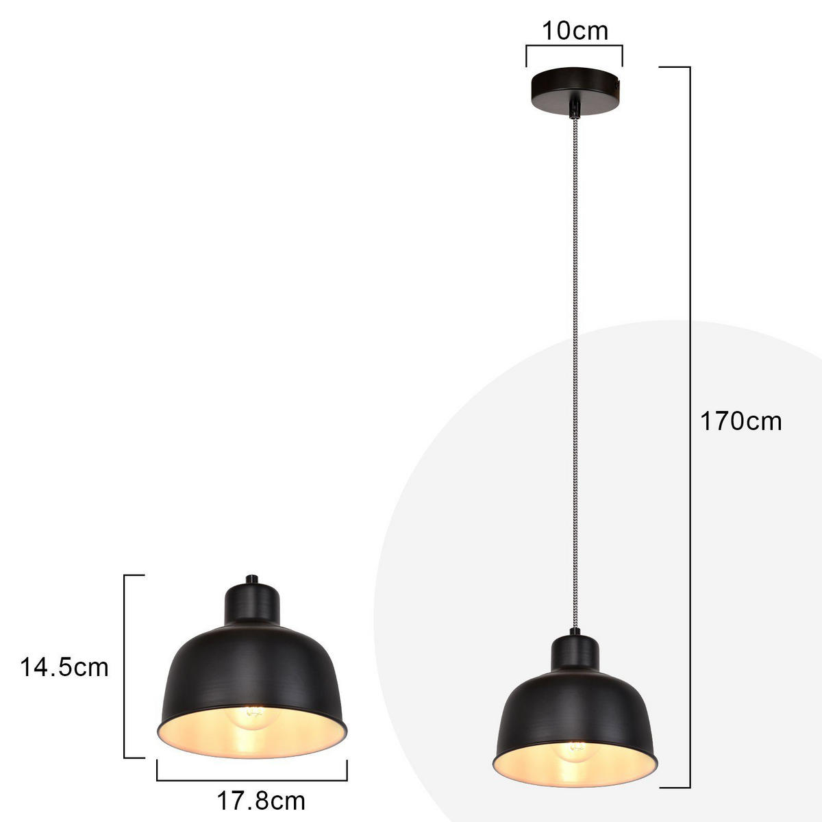 PENDELLEUCHTE Genevieve 17.8/10/170 cm - Schwarz, Metall (17.8/10/170cm) - ZMH