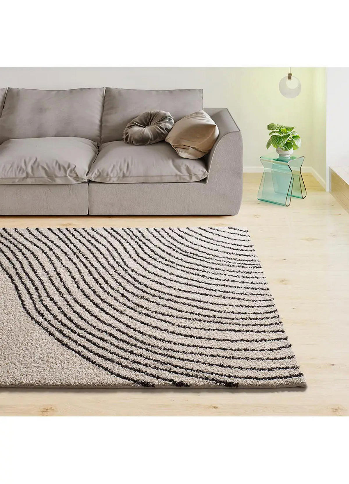 HOCHFLORTEPPICH Weiß / Schwarz Lush 80/150 cm - Schwarz/Weiß, Naturmaterialien/Textil (80/150cm) - Atticgo