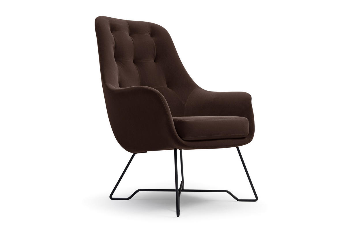 SESSEL SEDUTA, Modern Polstersessel Loungesessel, Velours-Stoff Braun - Braun, Holz/Metall (72.5/101.5/83cm) - MASSENO