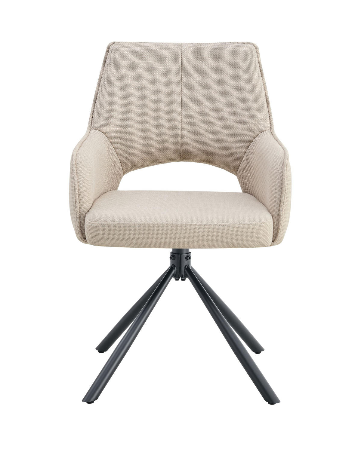 DREHSTUHL Jana creme 2er Set - Creme/Schwarz, Textil/Metall (57/91/64cm) - Xonox