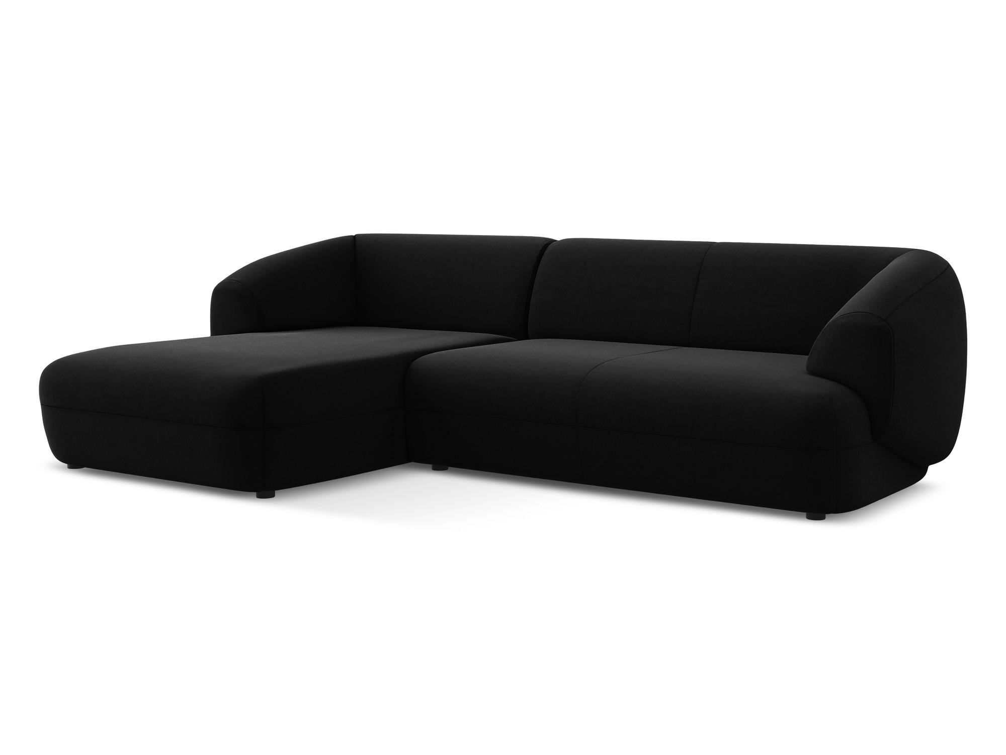 ECKSOFA Links Samt Stoff Schwarz - Schwarz, Kunststoff/Textil (156/280cm) - Makamii