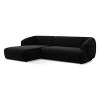 ECKSOFA Links Samt Stoff Schwarz - Schwarz, Kunststoff/Textil (156/280cm) - Makamii