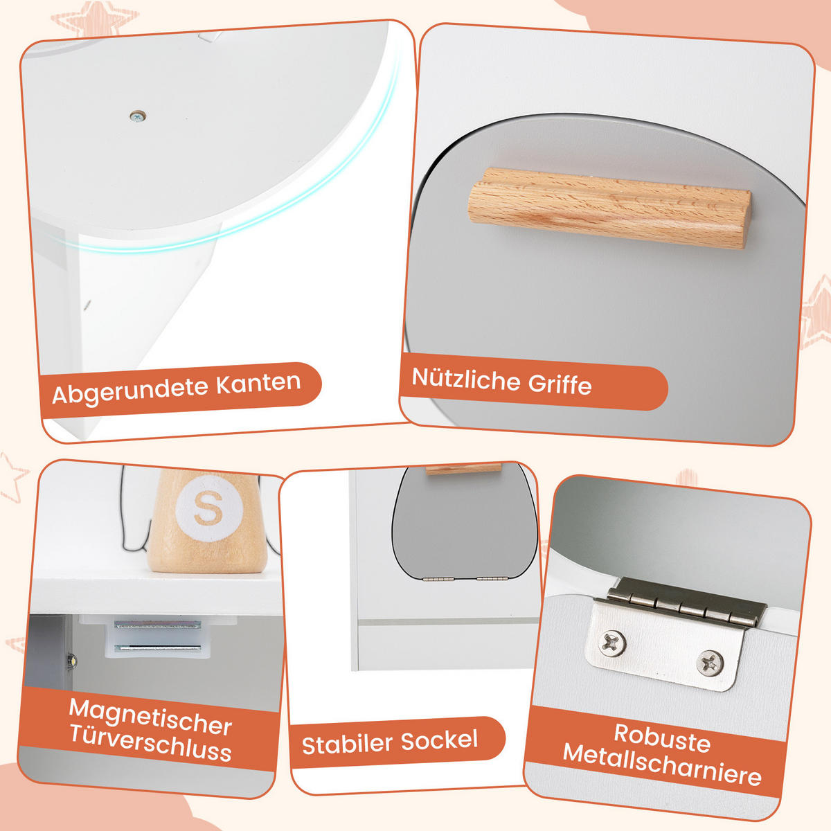 ECK-SPIELKÜCHE Weiß - Weiß, Holzwerkstoff (30/95/105cm) - COSTWAY