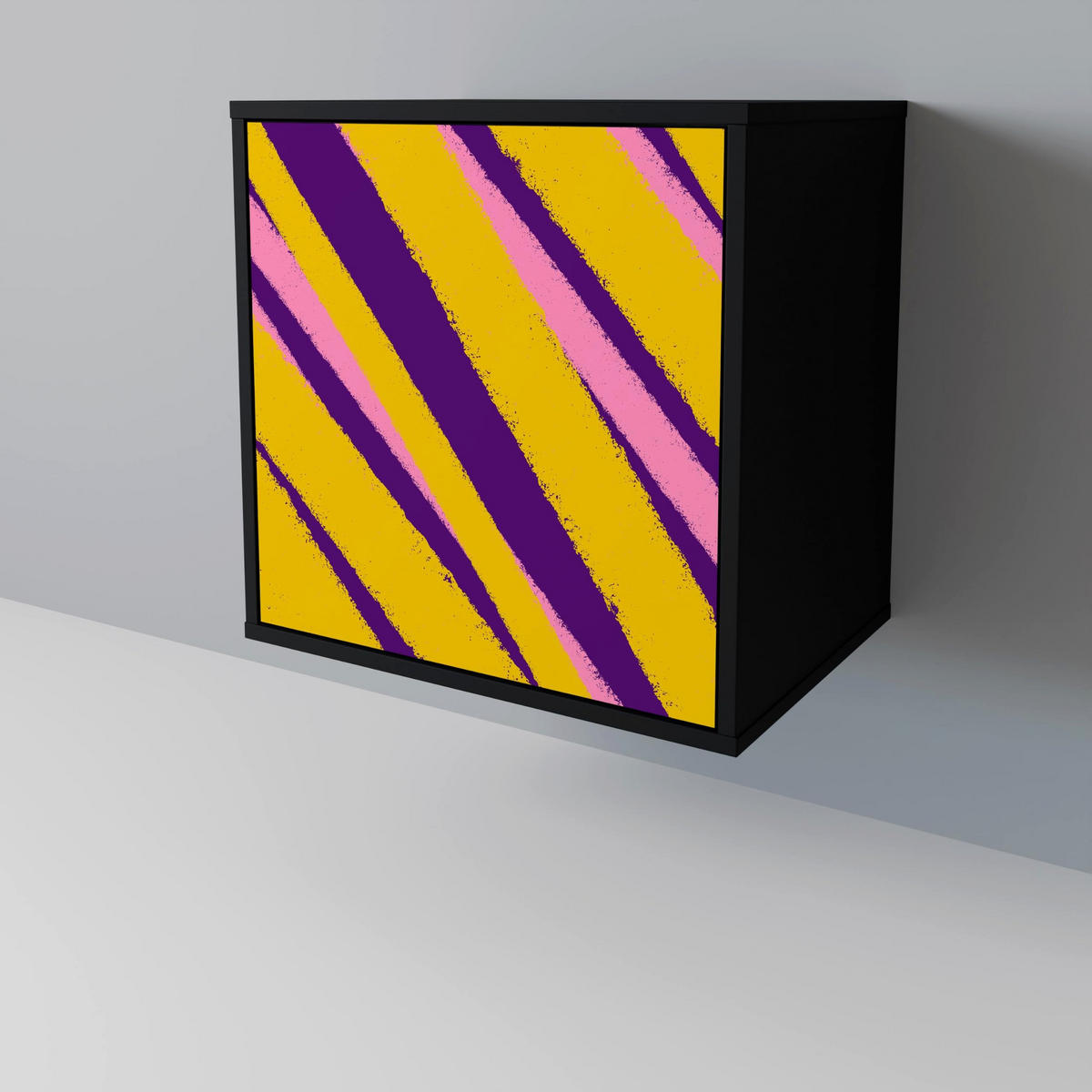 SIDEBOARD DREAMS COME TRUE, Schwarz, 57,5x42x70,5 cm, Schwarze Metall-Sternfüße - Multicolor/Schwarz, Holzwerkstoff/Metall (57.5/70.5/42cm) - SpaceRebels