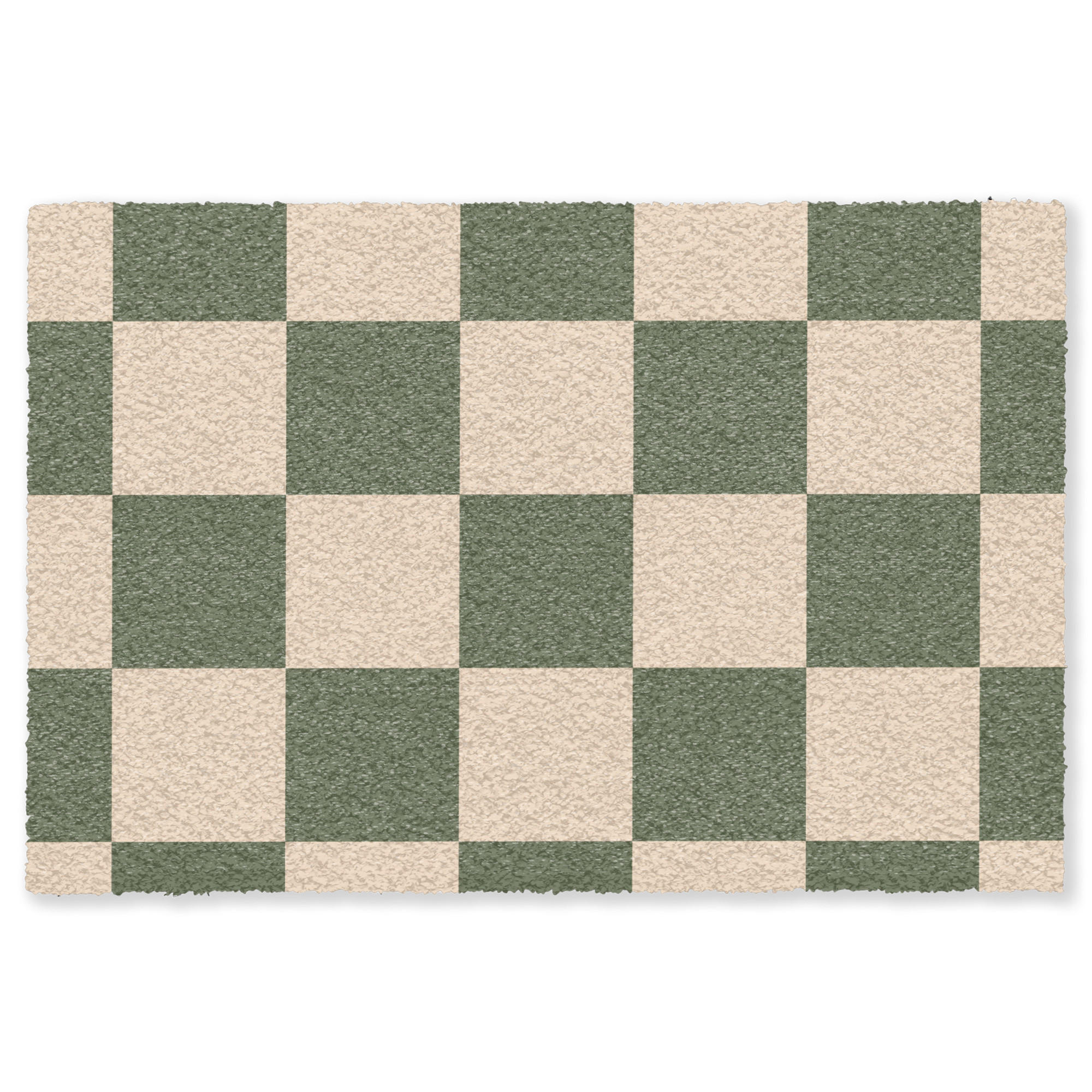 FUSSMATTE Schachbrettmuster - Grün - Beige - Blöcke Flurteppich 180x120 cm - Olivgrün, Kunststoff (180/120cm) - MuchoWow
