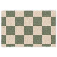 FUSSMATTE Schachbrettmuster - Grün - Beige - Blöcke Flurteppich 180x120 cm - Olivgrün, Kunststoff (180/120cm) - MuchoWow