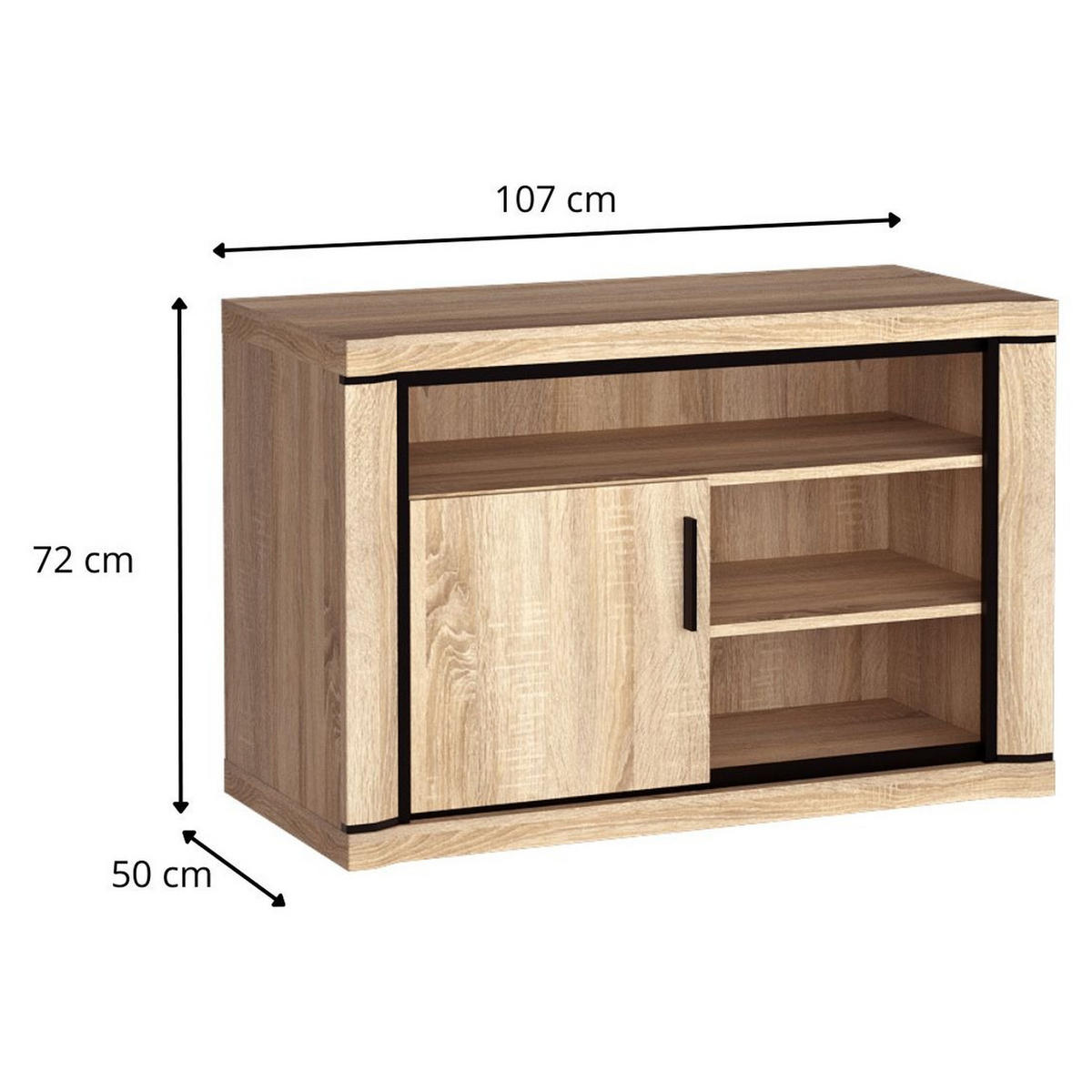 TV-LOWBOARD Dallas D-11 107 x 72 x 50 cm Eiche Sonoma - Sonoma Eiche, Holzwerkstoff/Kunststoff (107/72/50cm) - Koseto