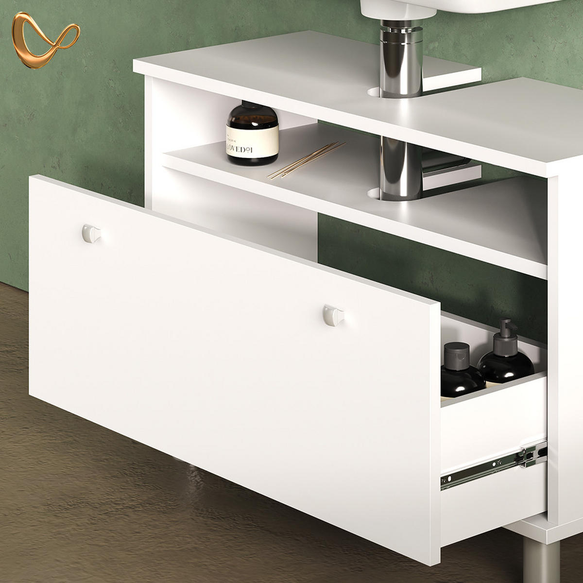 WASCHBECKENUNTERSCHRANK Fucino Weiß 80.2 x 54 cm mit Schublade - Weiß, Holzwerkstoff (80.2/54/32cm) - Livinity®
