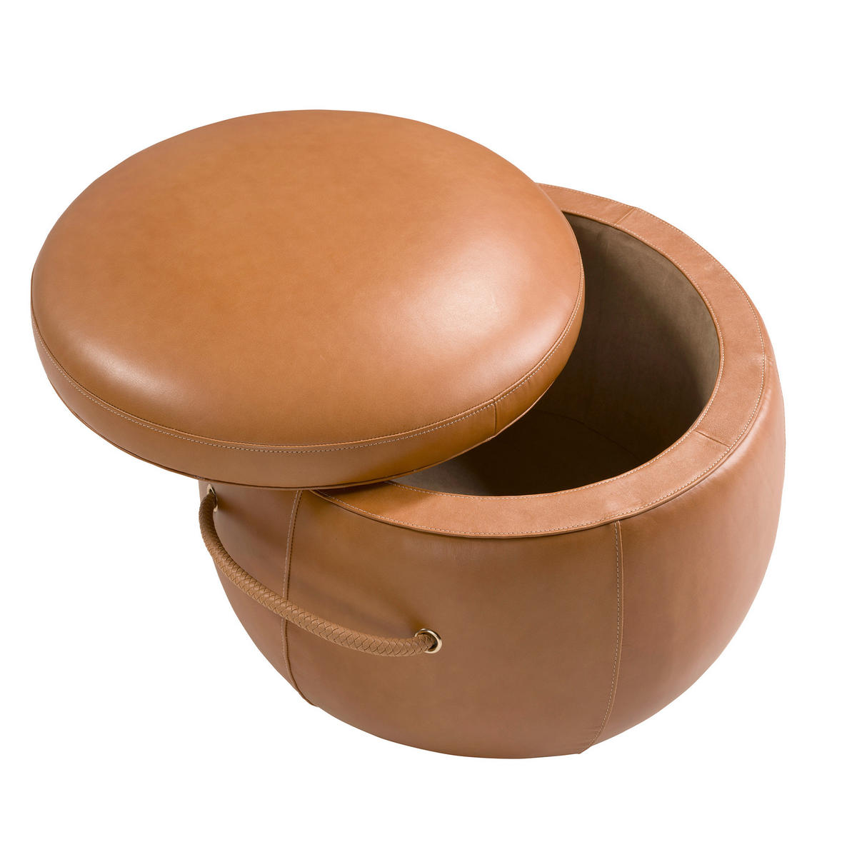 POUF rund Kamel 63/63/47 - Braun, Leder (63/47/63cm) - ANGEL CERDA