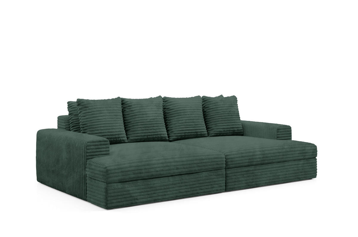 SCHLAFSOFA Premium Extra Komfort Grün - Schwarz/Grün, Holz/Holzwerkstoff (272/42/167cm) - Furnisell