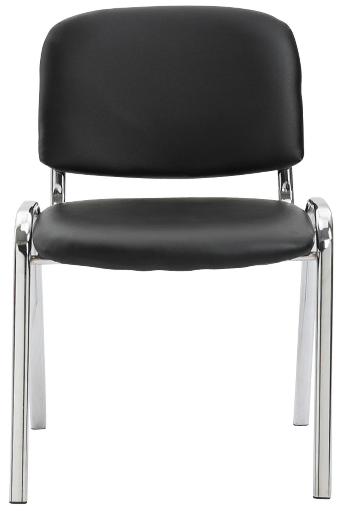 BESUCHERSTUHL Lederlook schwarz - Chromfarben/Schwarz, Textil/Metall (54/79/48cm) - CLP