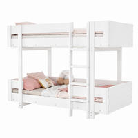 ETAGENBETT mit Leiter 90x200 cm Massivholz Weiß - Weiß, Holz (90/200cm) - Meubliv