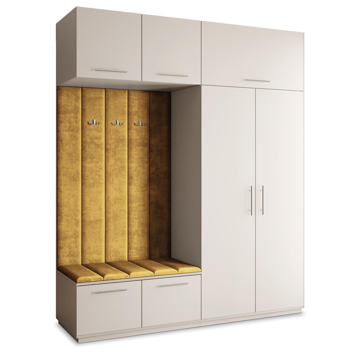 GARDEROBENSCHRANK REMA 200/240/60 cm Modern Garderobe-Set Kaschmir - Kaschmir/Gelb, Holzwerkstoff (200/240/60cm) - MASSENO