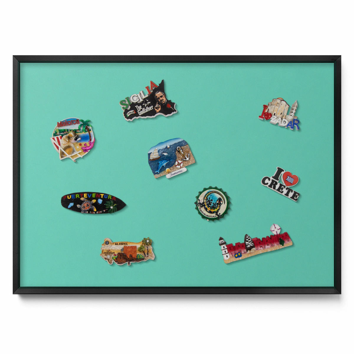 MAGNETTAFEL 70x50 cm Schwarzer Rahmen Minzgrün - Smaragdgrün, Metall (70/50/0.4cm) - TULUP