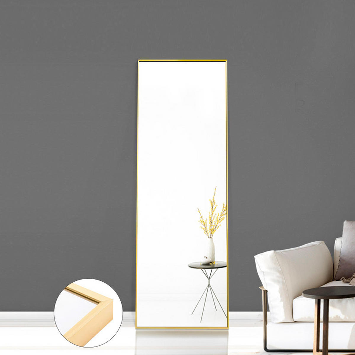 GANZKÖRPIERSPIEGEL 150x40 cm Freistehend Aluminium Gold - Goldfarben, Glas (2/150/40cm) - SHOPENTRA