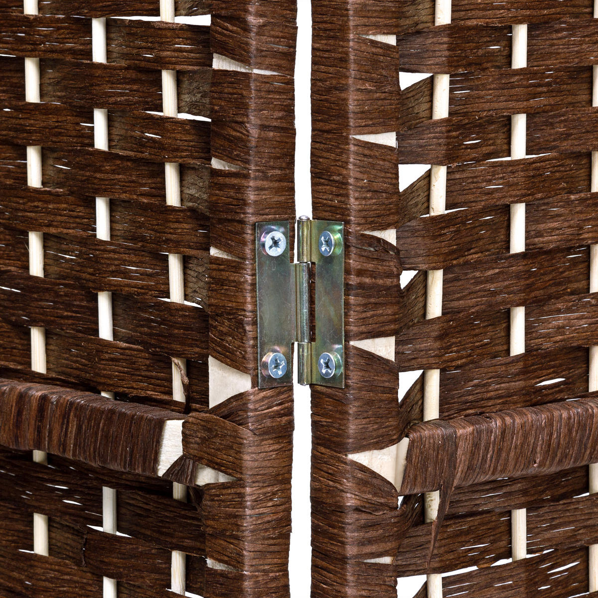 PARAVENT 4teilig - Braun, Holz/Papier (180/179/2cm) - Relaxdays