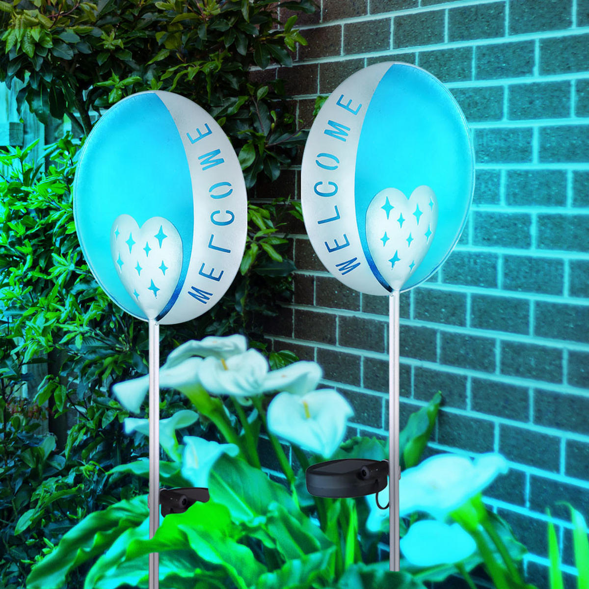 LED AUSSENLEUCHTE Solar Steckleuchte Silber Blau - Silberfarben, Metall (17/17/78.5cm)