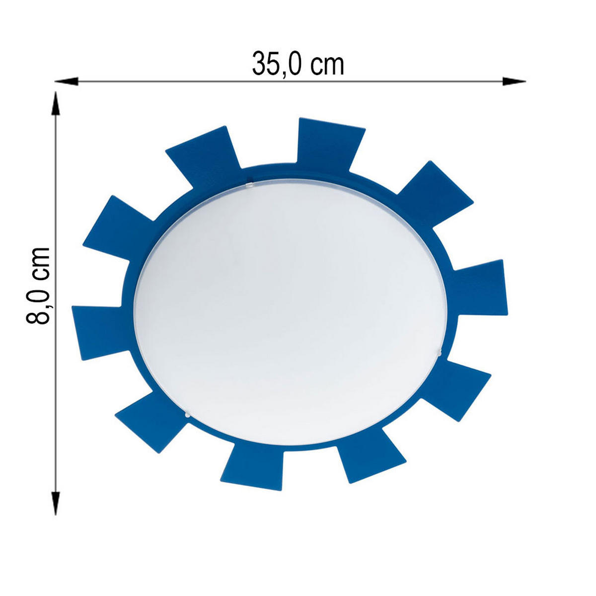LED KINDERDECKENLEUCHTE Stahl Blau - Blau, Glas (35/35/8cm)