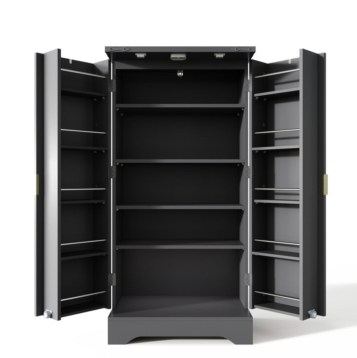 ANRICHTE 120/60,5/40 cm in Schwarz mit LED-Beleuchtung und verstellbaren Böden - Schwarz, Holzwerkstoff (60.5/120/40cm) - Flora Grace