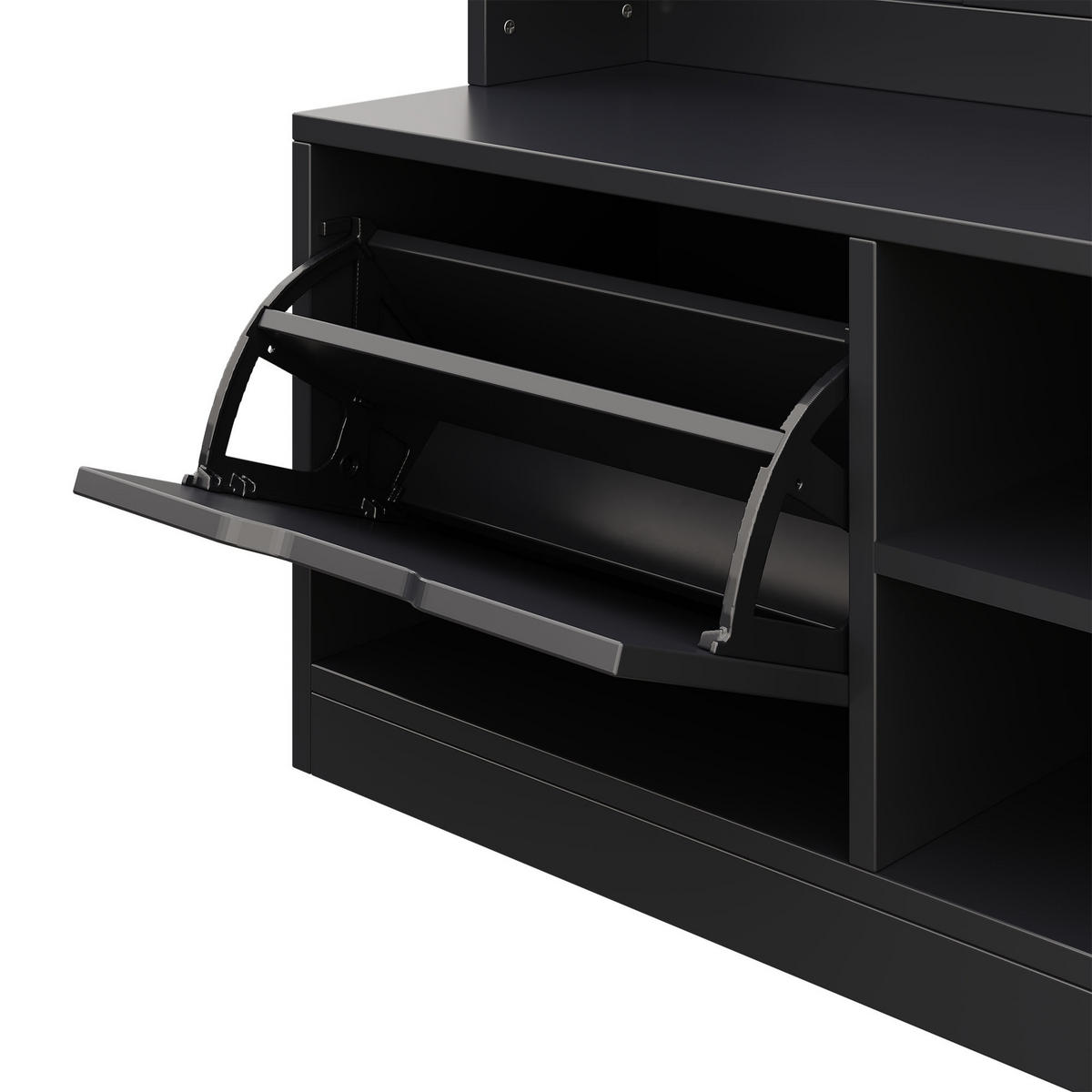 GARDEROBENSET Flurgarderobe mit Sitzbank 6 Haken Schwarz 100x40x185.5cm - Schwarz, Holzwerkstoff (185.4/40/100cm) - FLIEKS