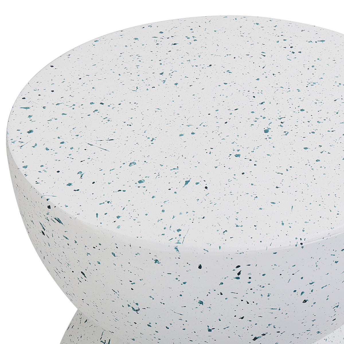 BEISTELLTISCH Beton weiß Terrazzo Optik rund 40 cm Caoria - Blau/Weiß, Stein (40/40/46cm) - Beliani