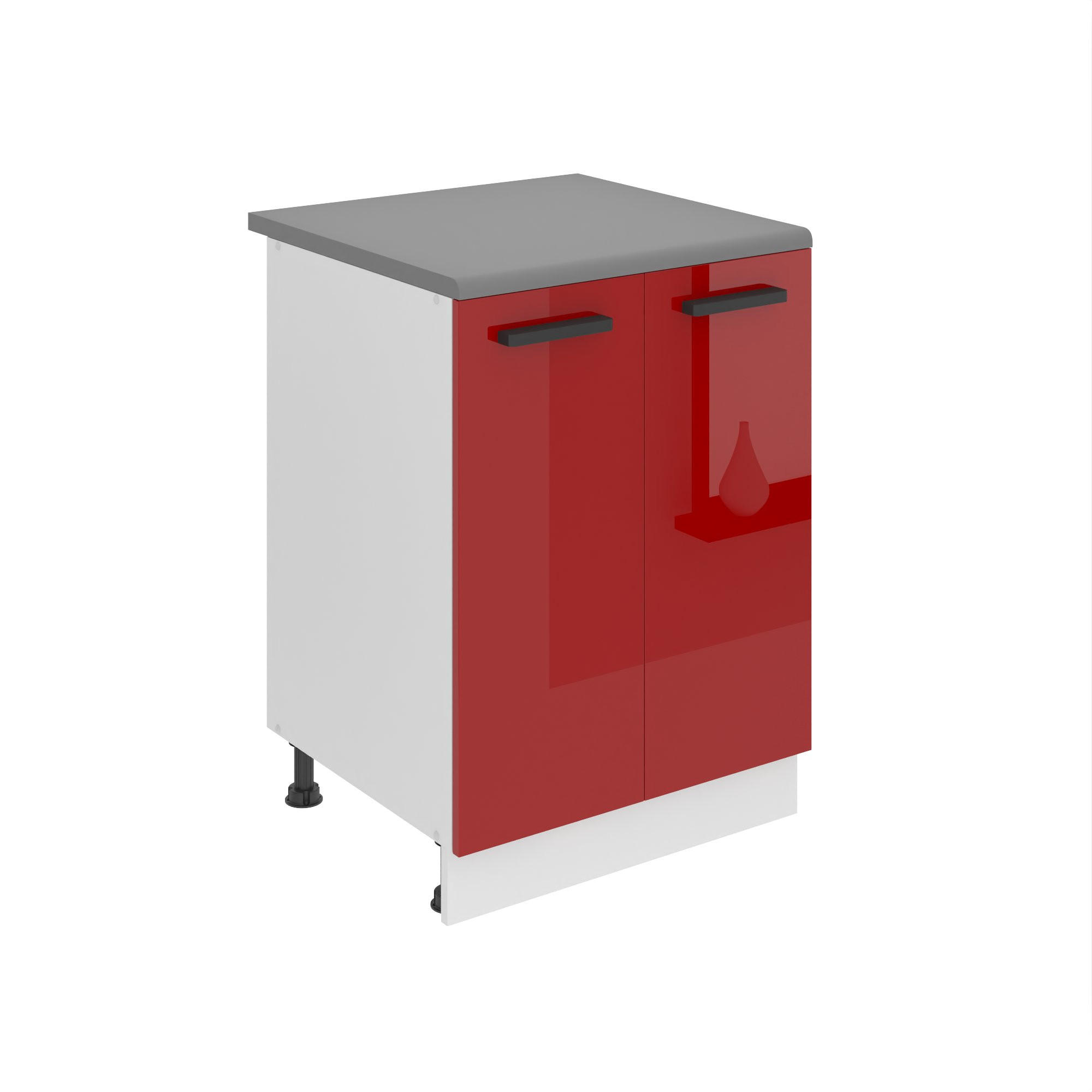 B BELINI GROUP KUCHYŇSKÁ SPODNÍ SKŘÍŇKA 60 cm SD2 s pracovní deskou, 2 dvířka, Červená lesklá