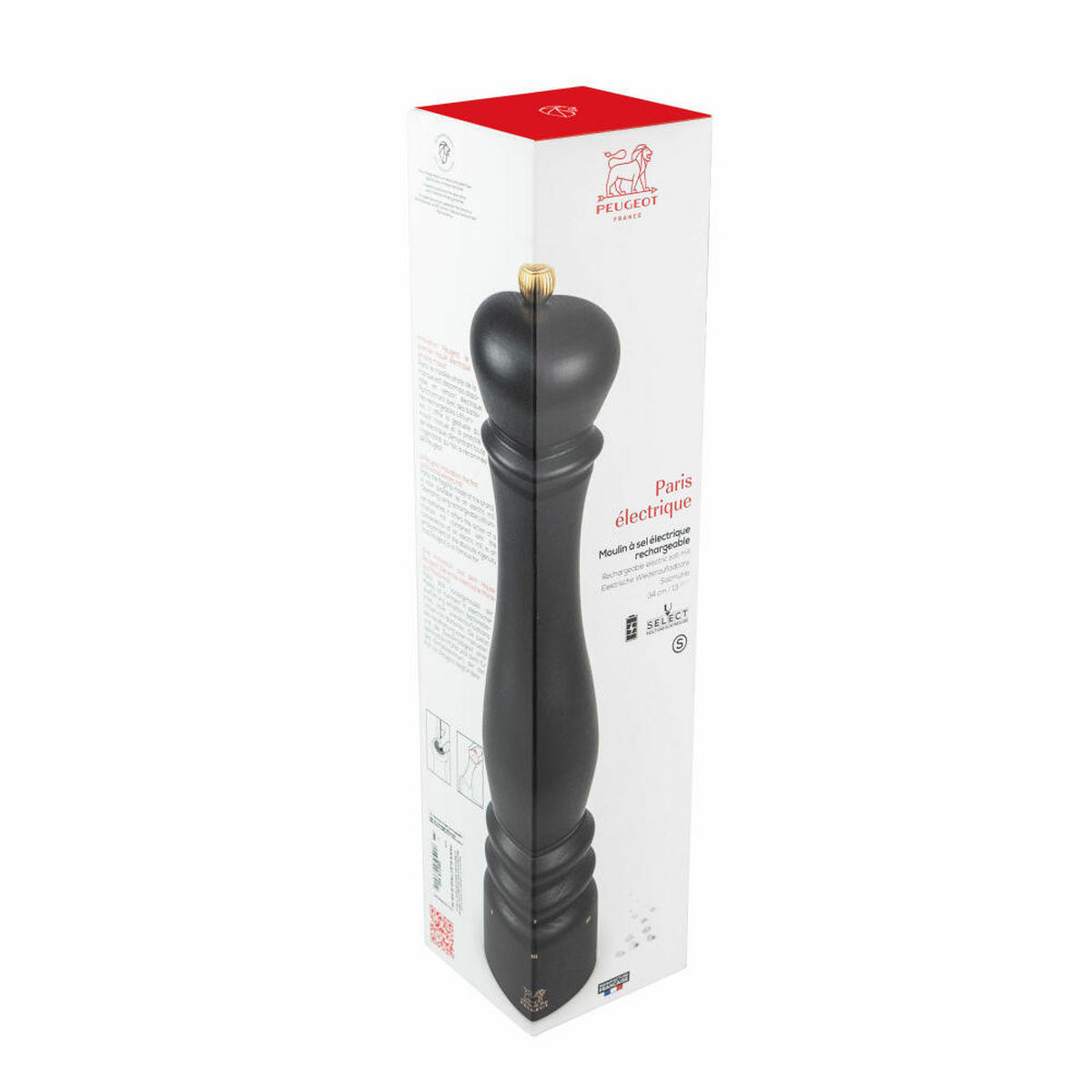 SALZMÜHLE Elektrisch Paris Électrique 34cm Buchenholz Schokolade Stahlmahlwerk - Braun, Holz (7.3/34/7.3cm) - PEUGEOT