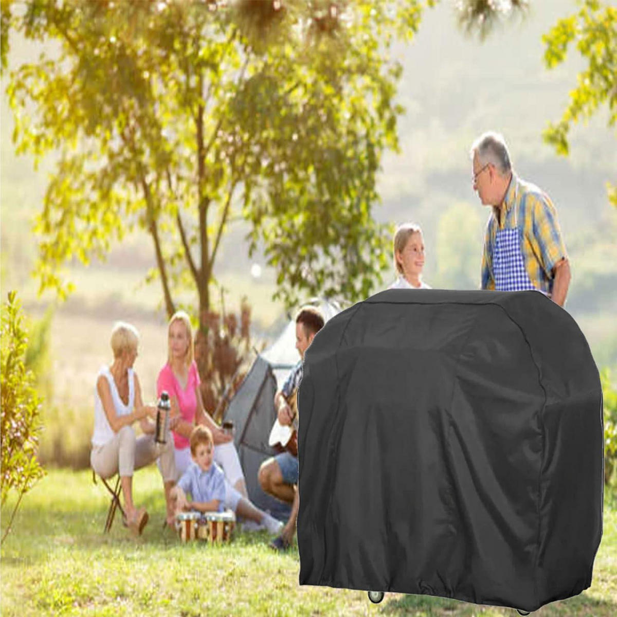 GRILL Abdeckhaube 117 x 66 x 117 cm 420D Oxford wetterfest - Schwarz, Textil (25.4/25.4/25.4cm)
