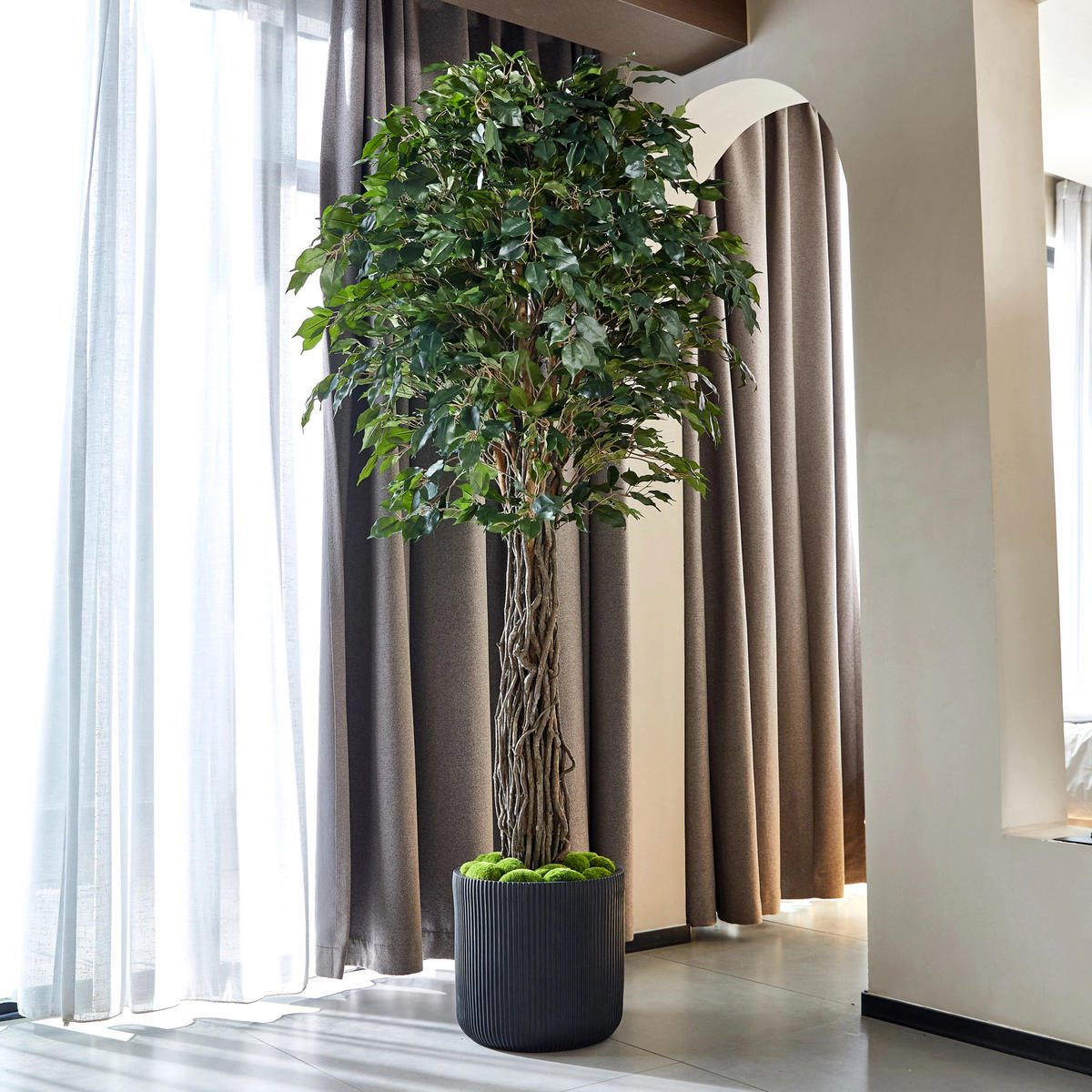 KUNSTBAUM Künstlicher Ficus – Amadior 210 cm - Grün, Kunststoff (210cm) - aplanta