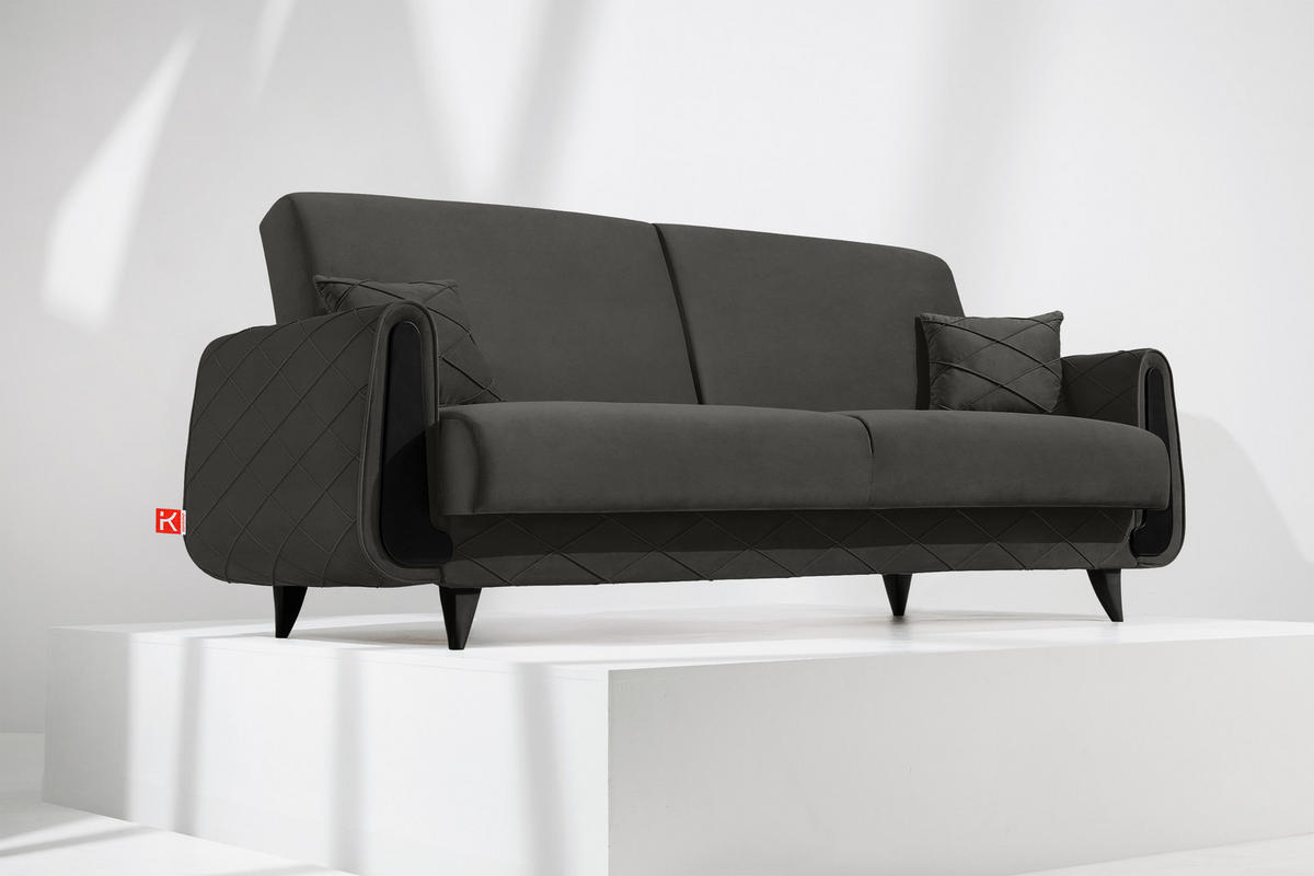 3-SITZER-SOFA GUSTAVO III Sofa 3 Velours, Anthrazit - Anthrazit, Holz/Holzwerkstoff (230/98/98cm) - KONSIMO®