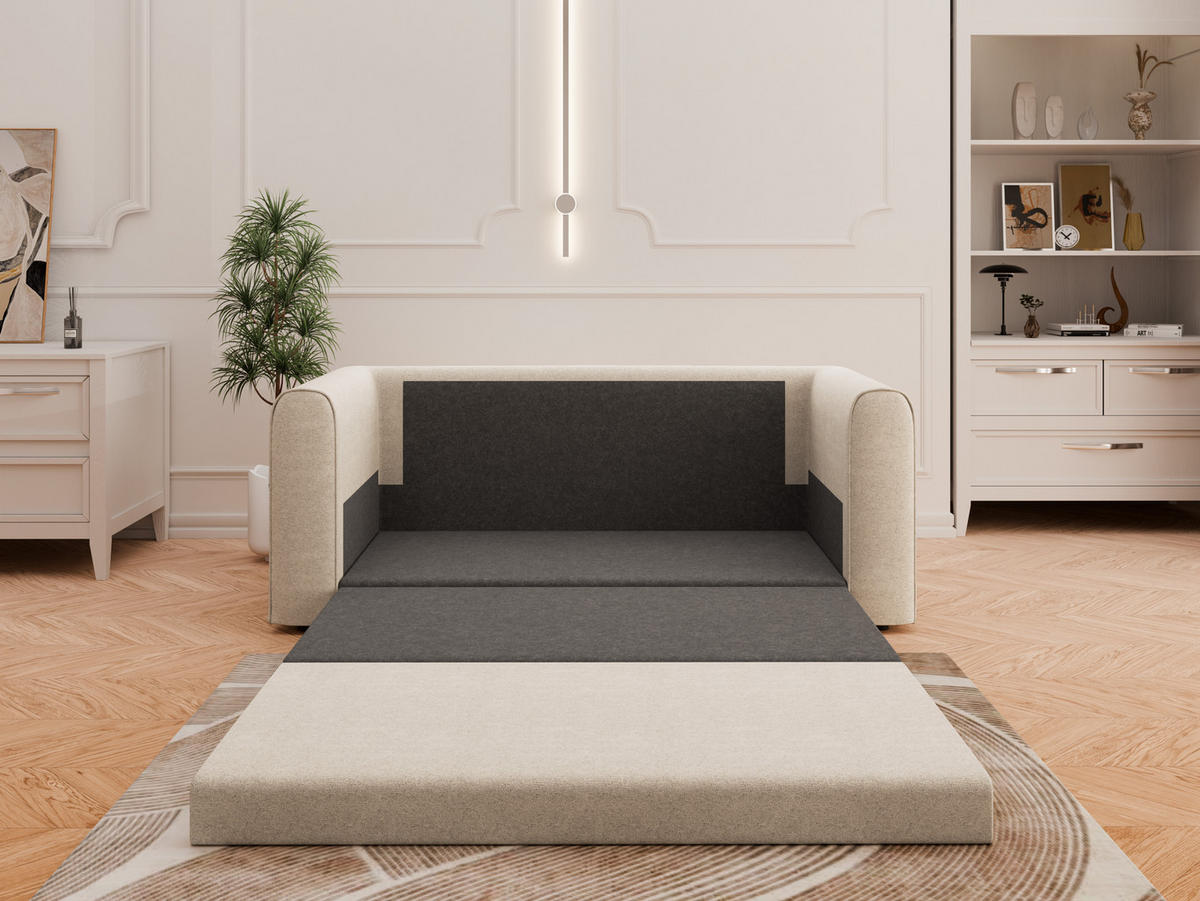SCHLAFSOFA Arelis Schlafsofa mit Bettfunktion, beige - Beige, Holz (160/78/69cm) - Panda Möbel