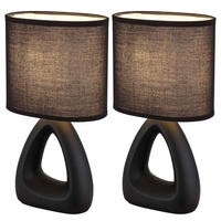 TISCHLEUCHTE Keramik Schwarz 2er Set - Schwarz, Textil (17/10/30cm) - Globo Lighting