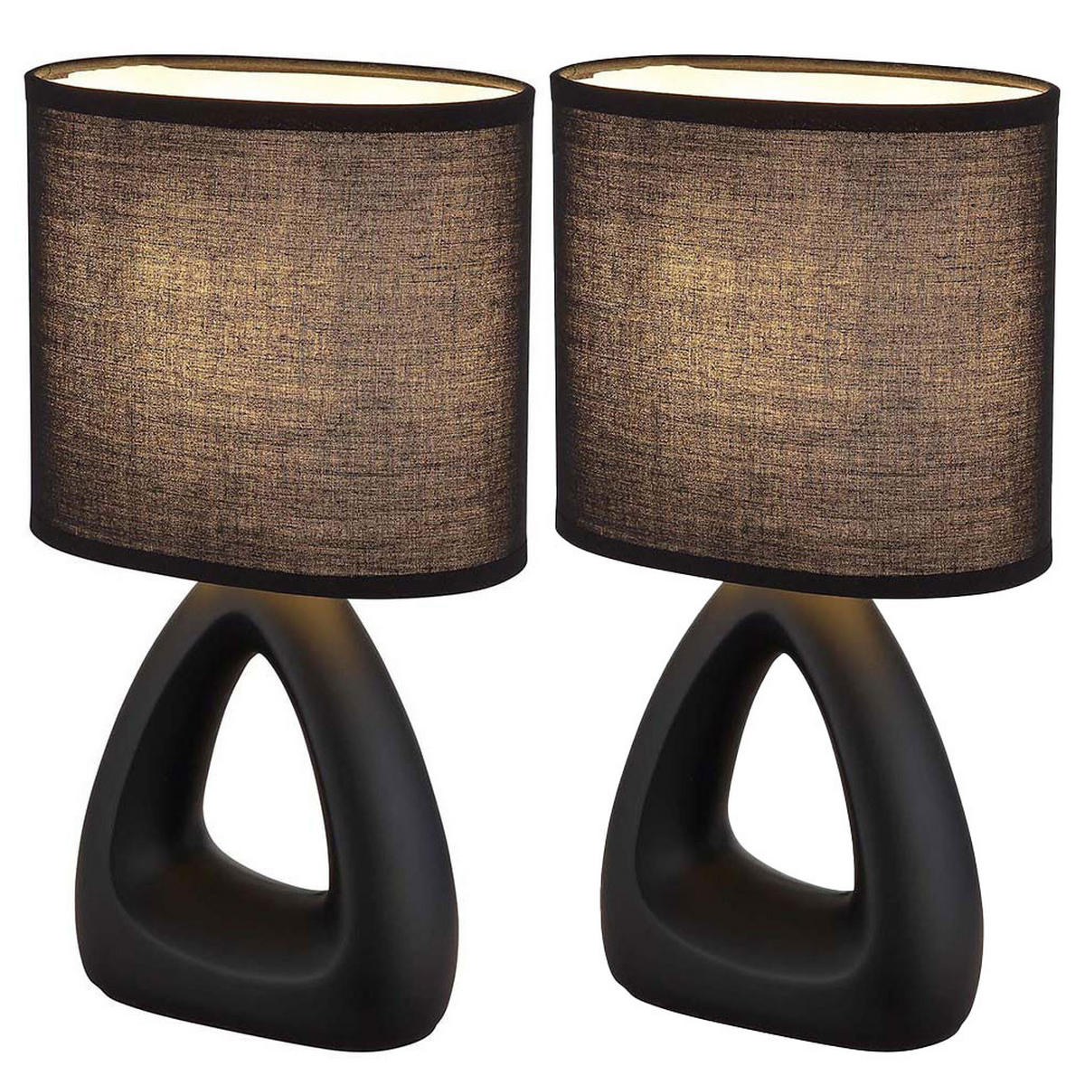 TISCHLEUCHTE Keramik Schwarz 2er Set - Schwarz, Textil (17/10/30cm) - Globo Lighting
