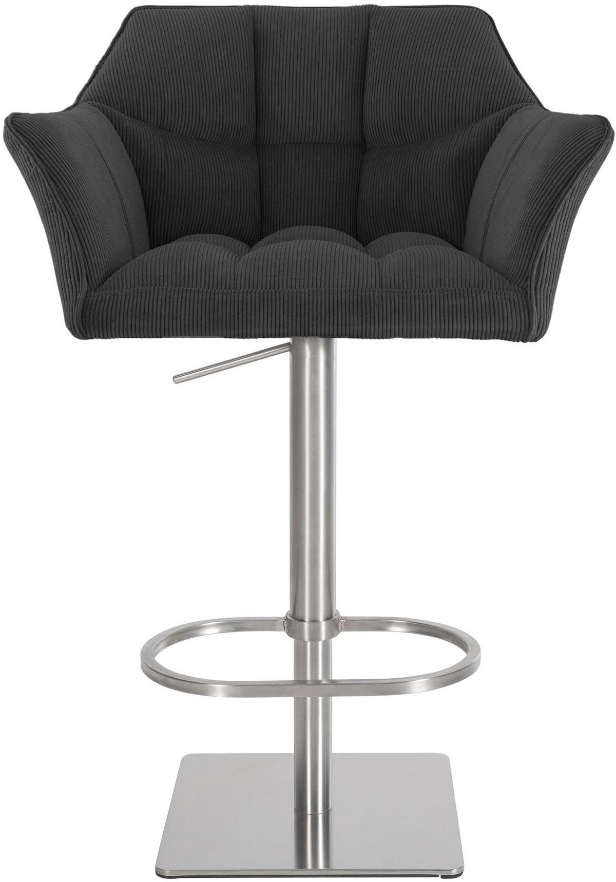 BARHOCKER Cord Dunkelgrau - Edelstahlfarben/Dunkelgrau, Textil/Metall (64/88/45cm) - CLP