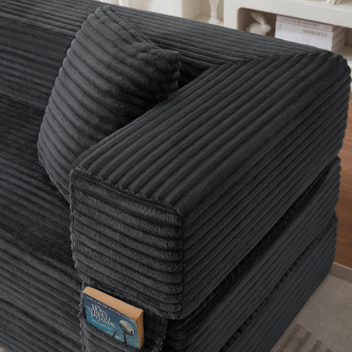 SCHLAFSOFA aus Cord in Dunkelgrau 2-lagiges Design & zum Doppelbett ausklappbar - Dunkelgrau, Textil (89/59/195cm) - Urban Meuble