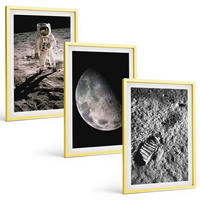 BILDER SET 3er Set - 40x60 cm Goldrahmen - Astronautenfoto vom Mond - Goldfarben, Kunststoff (40/60cm) - TULUP