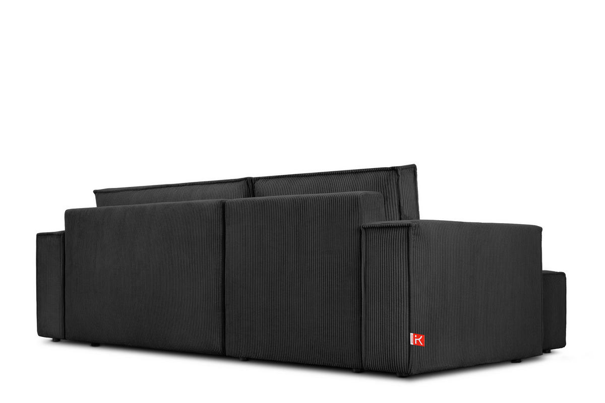 ECKSOFA-LINKS/RECHTS NAPI Schlaffunktion mit Cordbezug, dunkelgrau - Dunkelgrau/Schwarz, Textil (262/148cm) - KONSIMO®