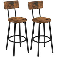 BARHOCKER 2er-Set mit Rückenlehne und Fußstütze Vintagebraun/Schwarz - Braun, Holzwerkstoff (32/94/32cm)